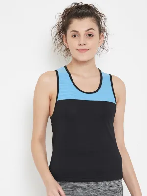 JUMP USA Women Black & Blue Training Tank Top