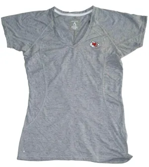 Kansas City Chiefs Antigua Womens Gray Embroidered Logo V-Neck T-Shirt (M)