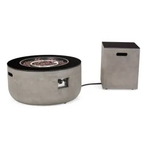 Laini Outdoor Modern 31-Inch Circular Fire Pit with Tank Holder