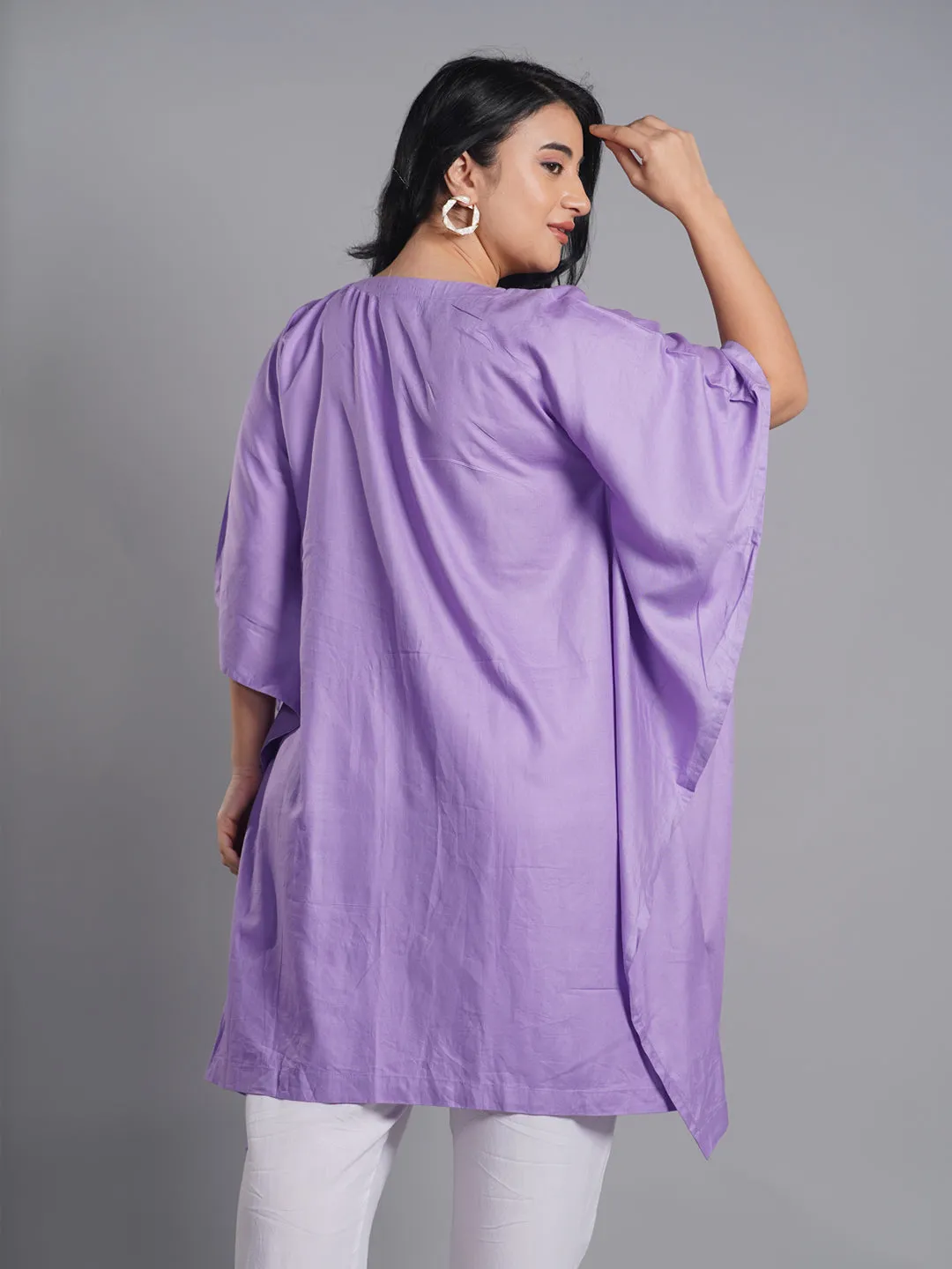 Lavender Rayon KaftanKurta - FloralBliss