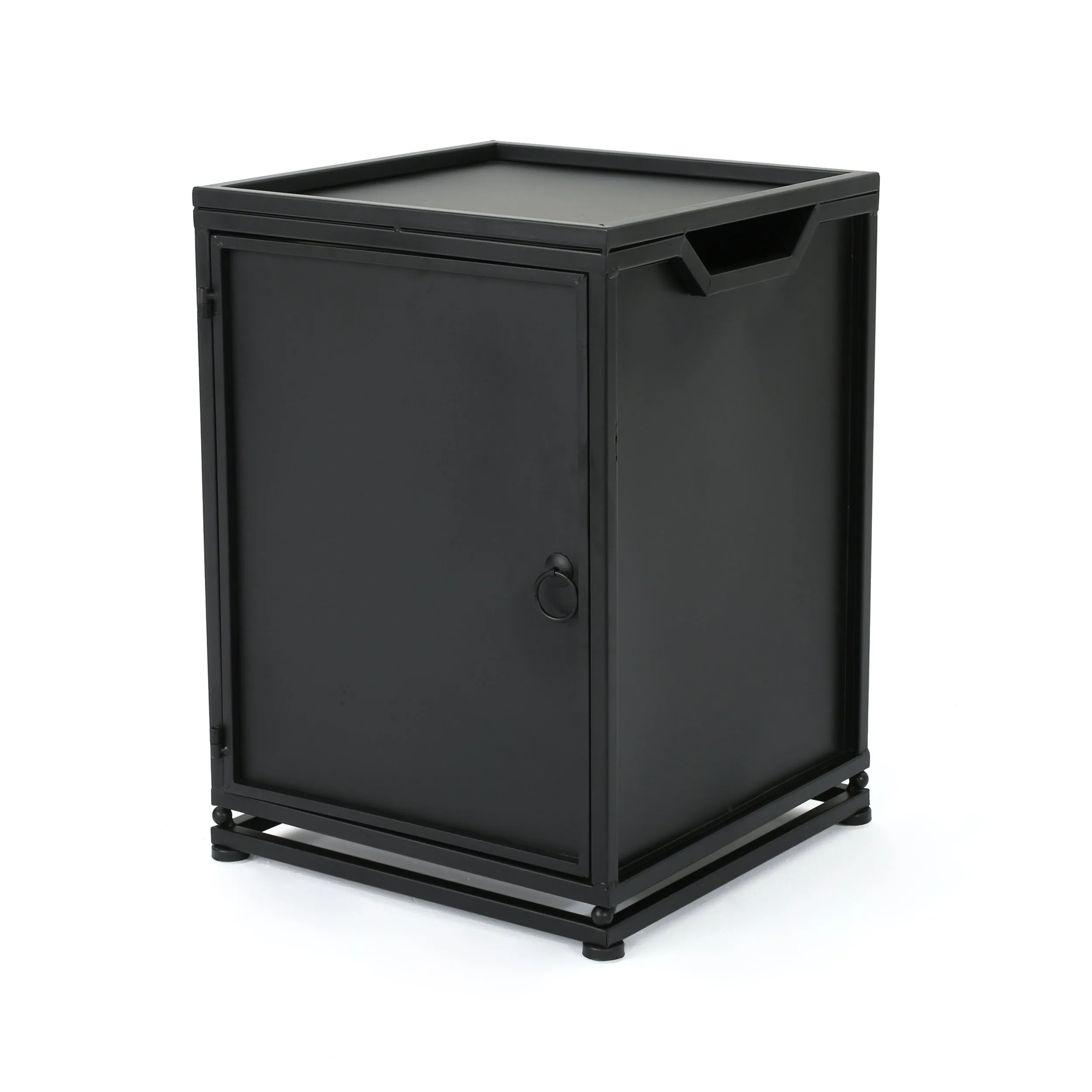 Lecanto Outdoor Metal Tank Holder Side Table, Matte Black