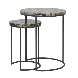 Light & Living Axat Side Tables in Brown Agate