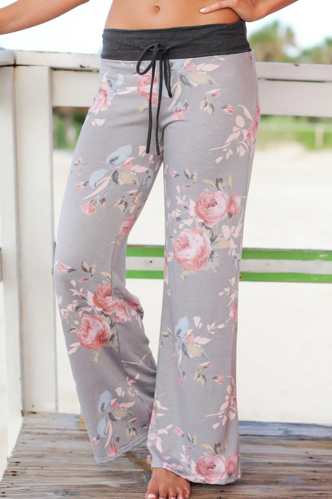 Light Gray Floral Pants