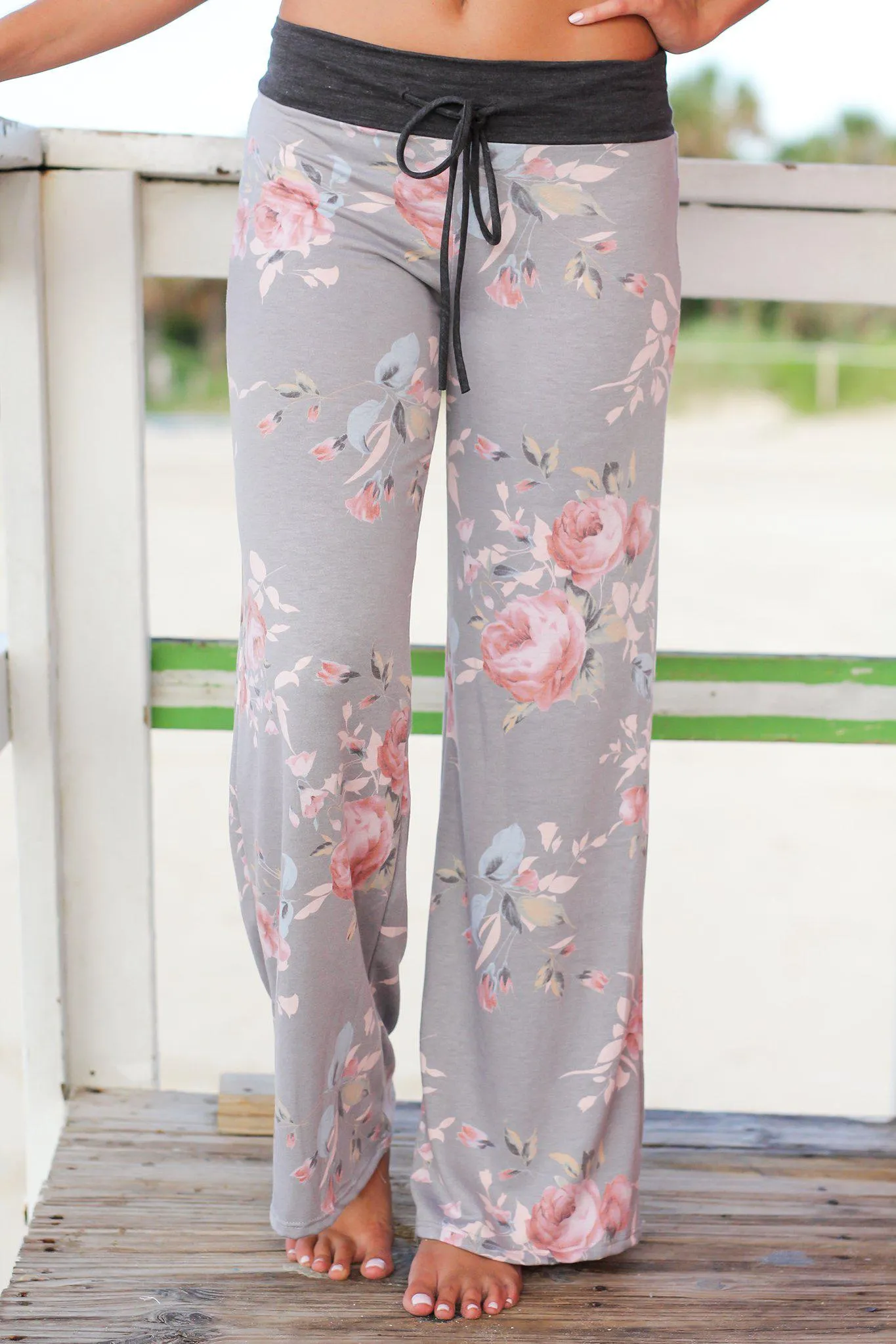 Light Gray Floral Pants