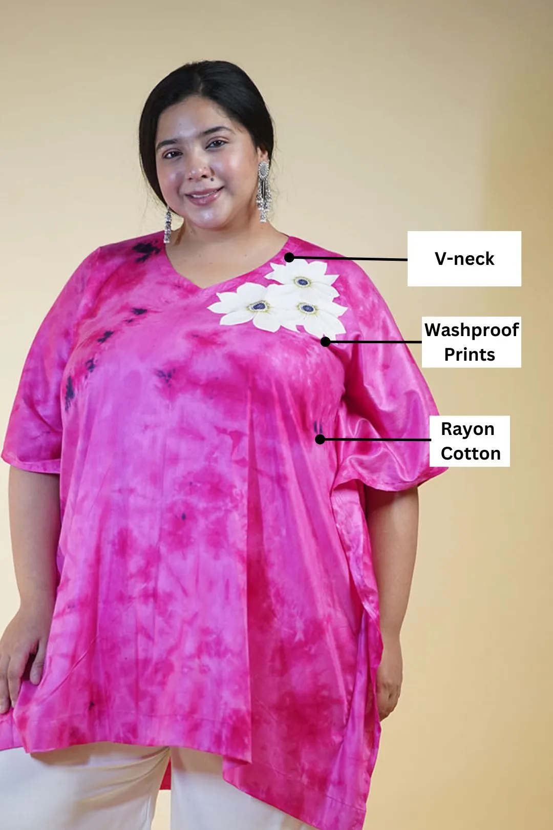 Magenta Rayon TieDyeKurta - MagnificentMagenta