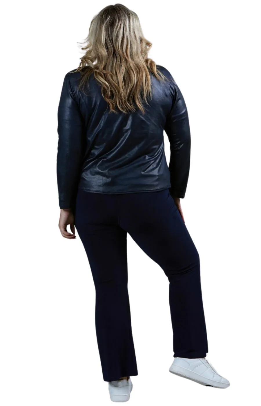 Magna Leather Look Jacket in Navy