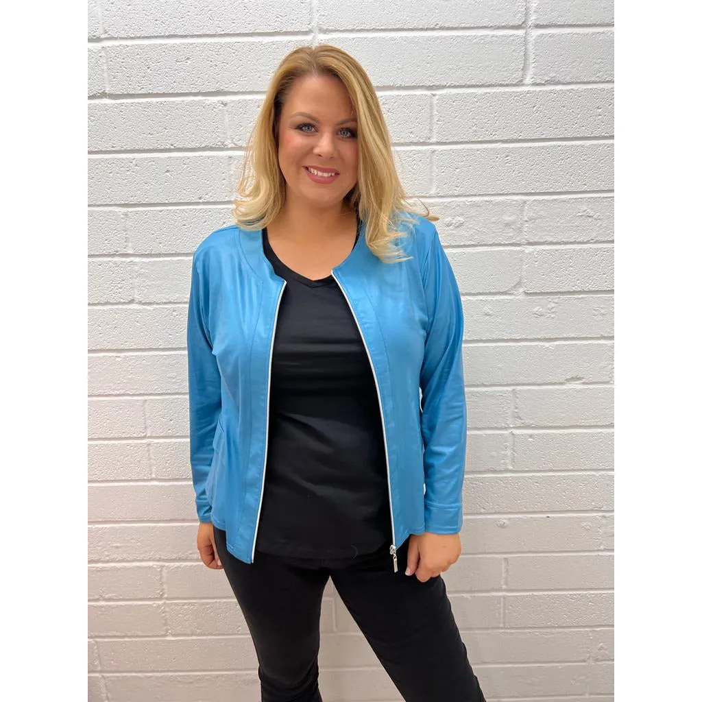 Magna Leather Look Jacket in Turquoise