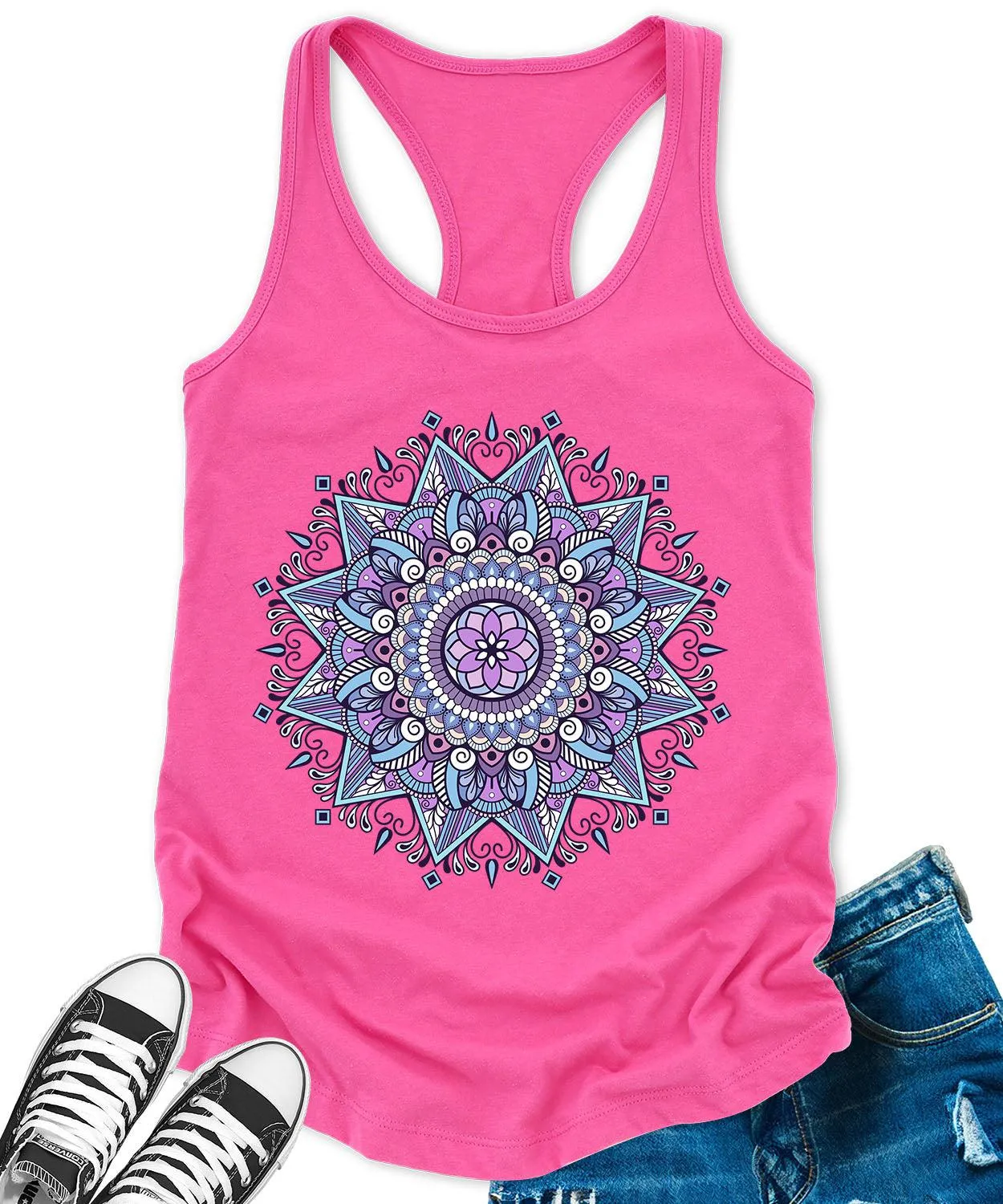 Mandala India Yoga Flower Women's Graphic Tank Top