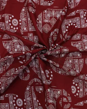 MAROON PAISLEY DESIGN PRINTED RAYON FABRIC