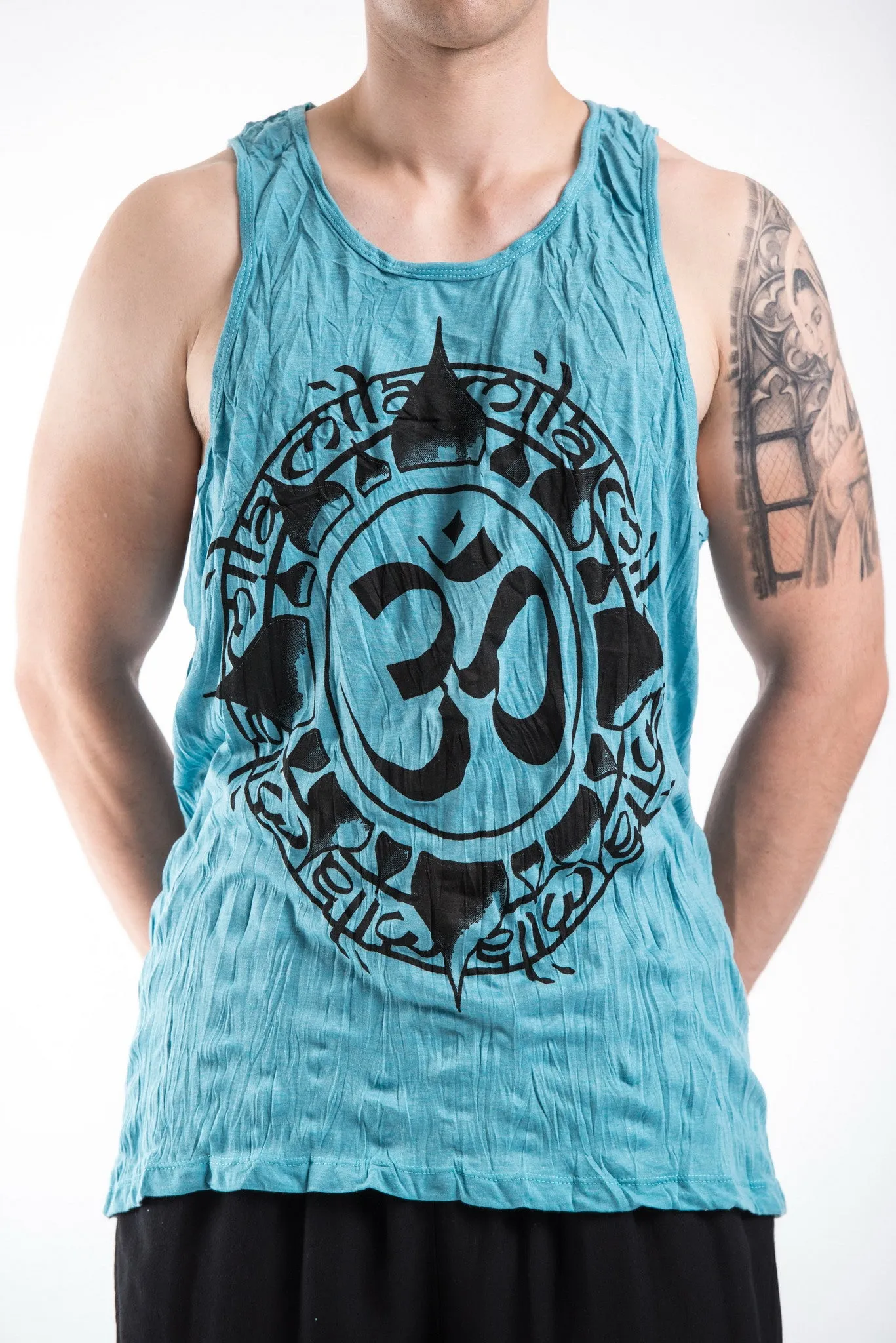 Mens Infinitee Om Tank Top in Turquoise