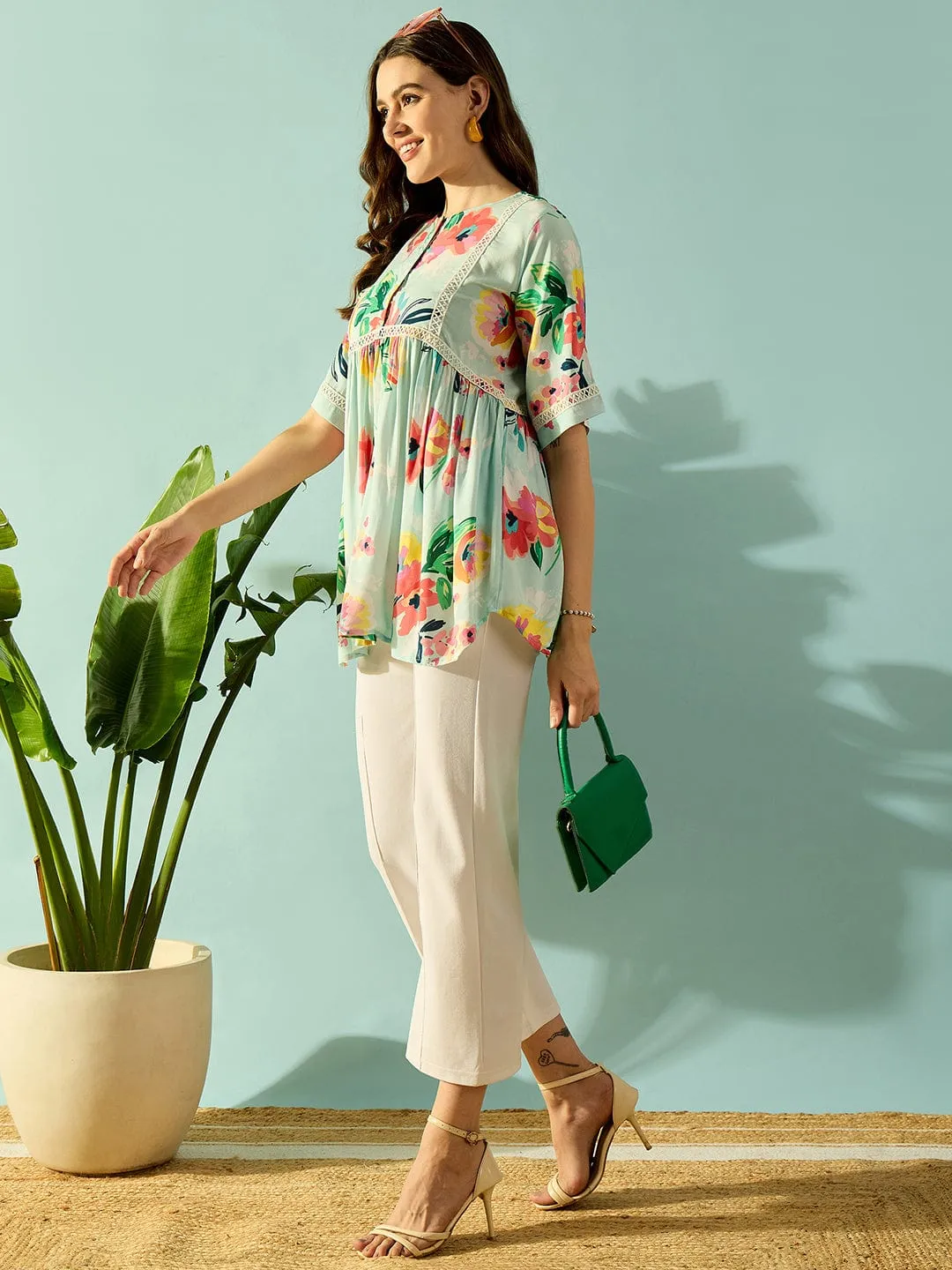 Multi Coloured Floral Blossom Day Wear Top