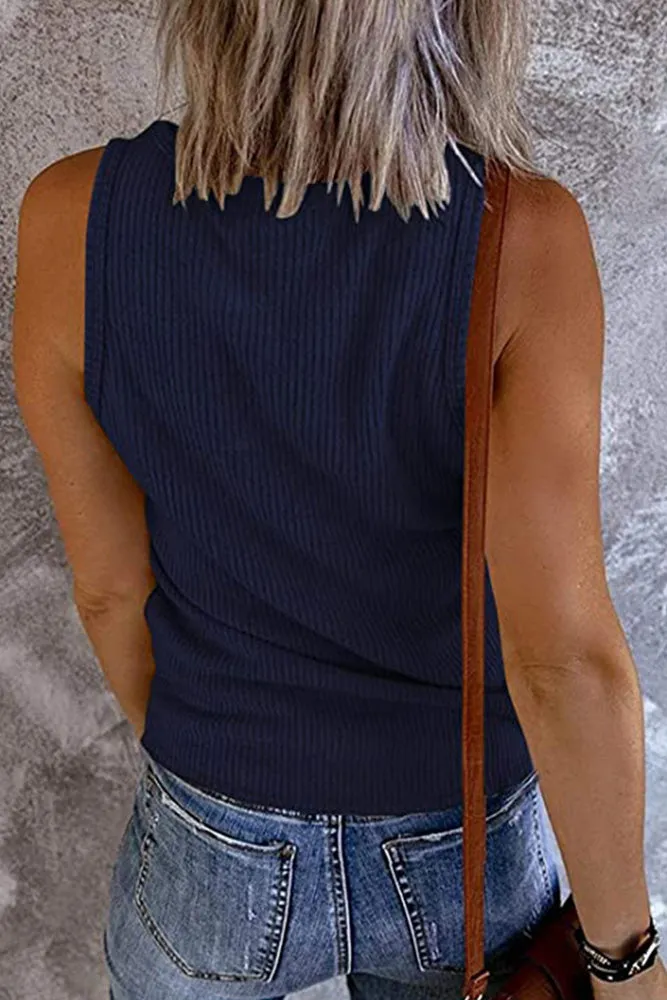 Navy V Neck Tank Top