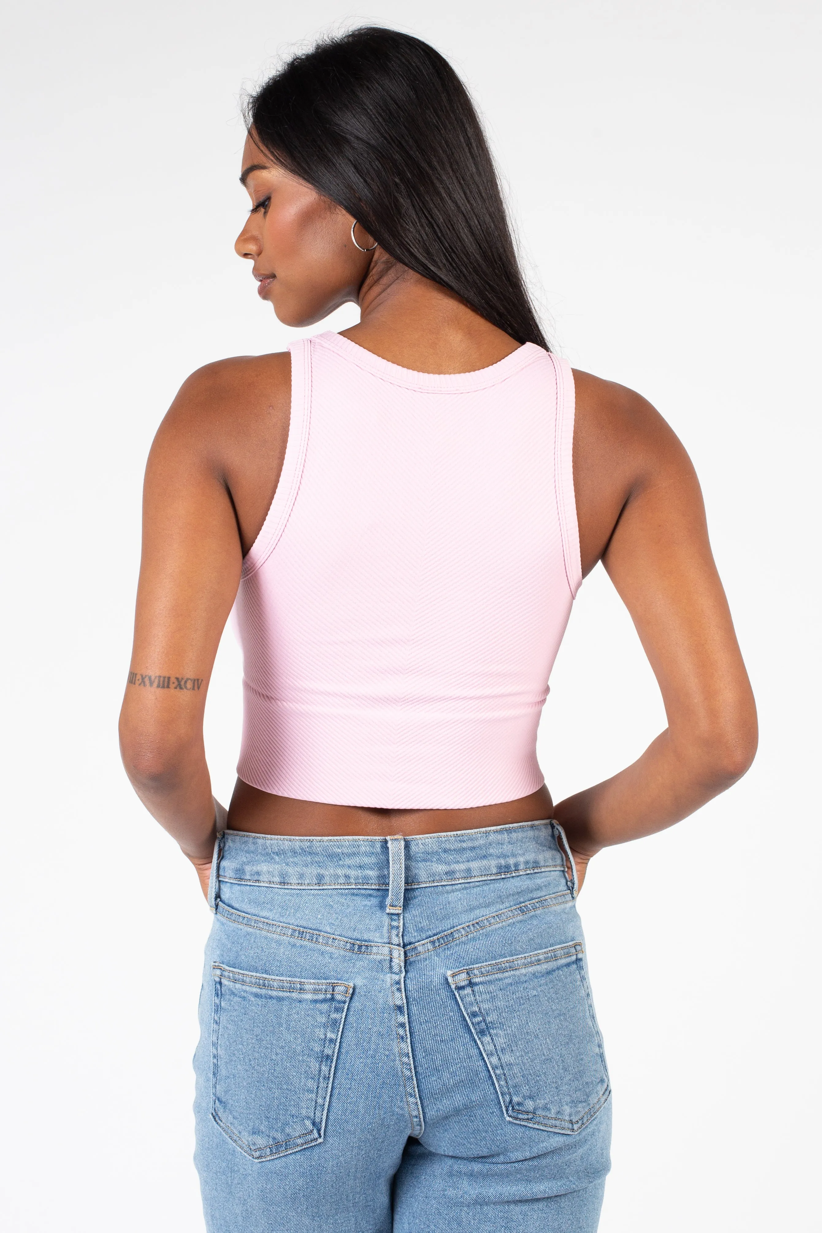 Nellie Crewneck Chevron Crop Top