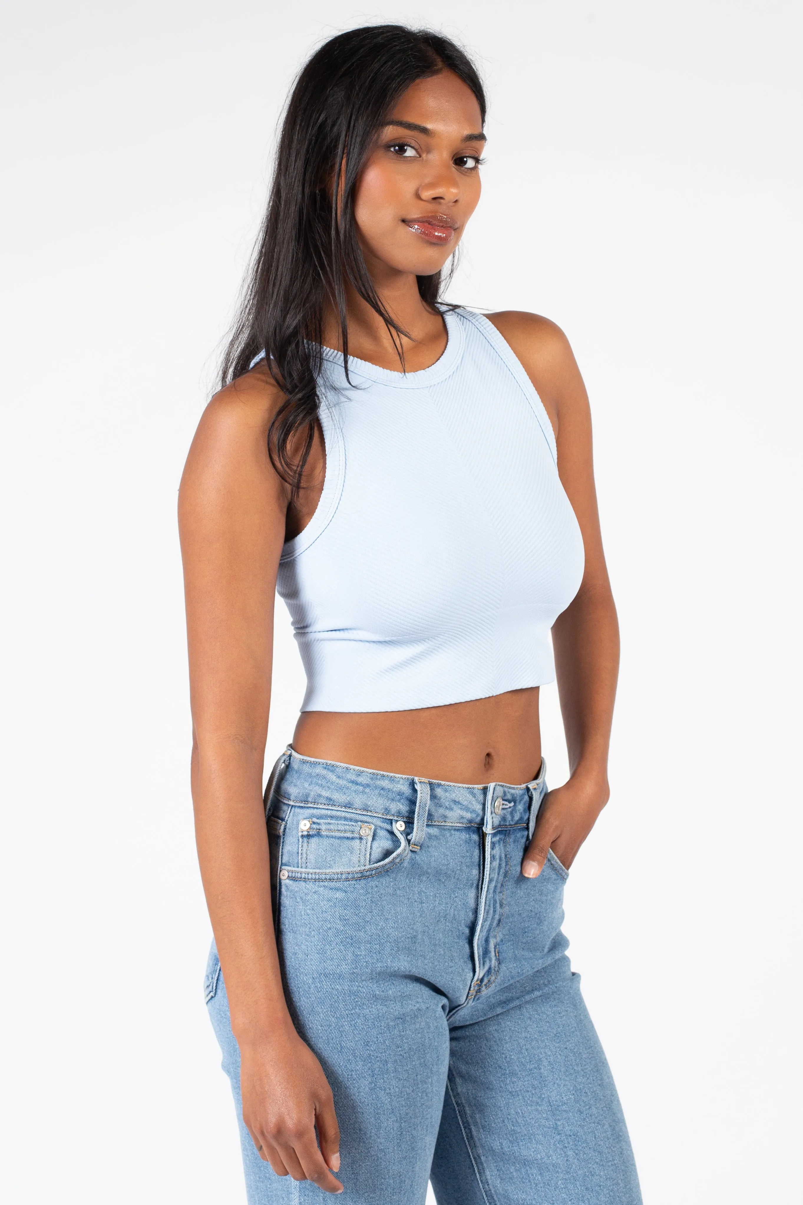 Nellie Crewneck Chevron Crop Top