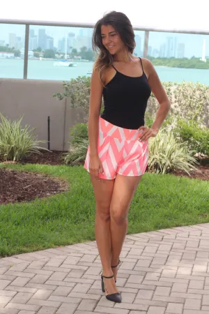 Neon Peach Chevron Shorts