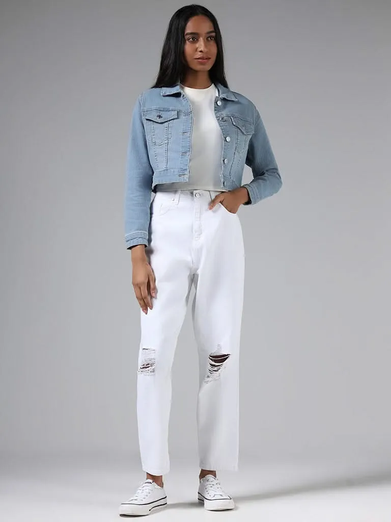 Nuon Light Blue Denim Cropped Jacket