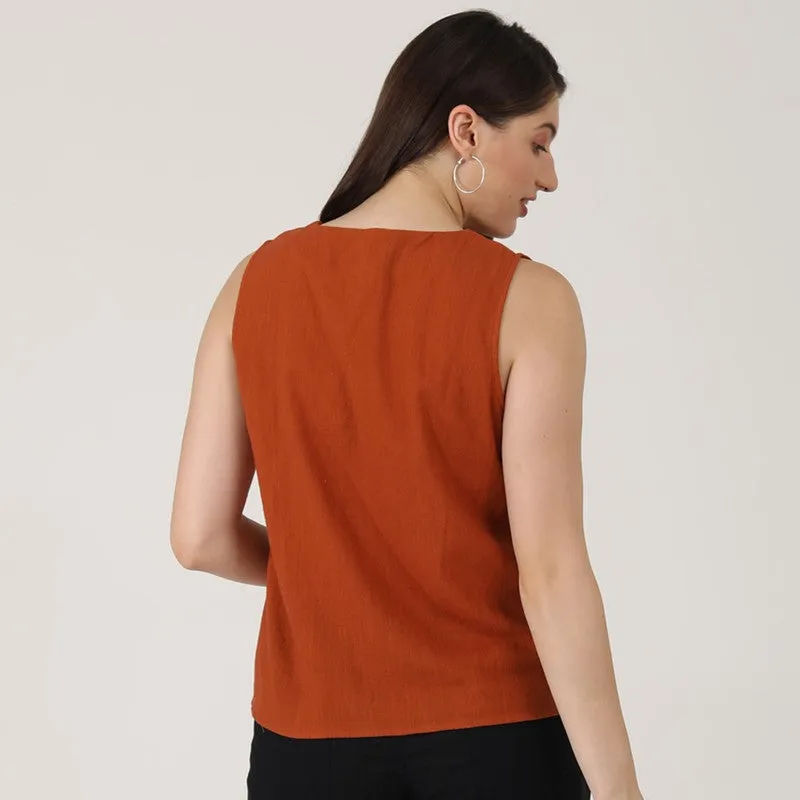 Organic Cotton Sleeveless Top for Women | Rust