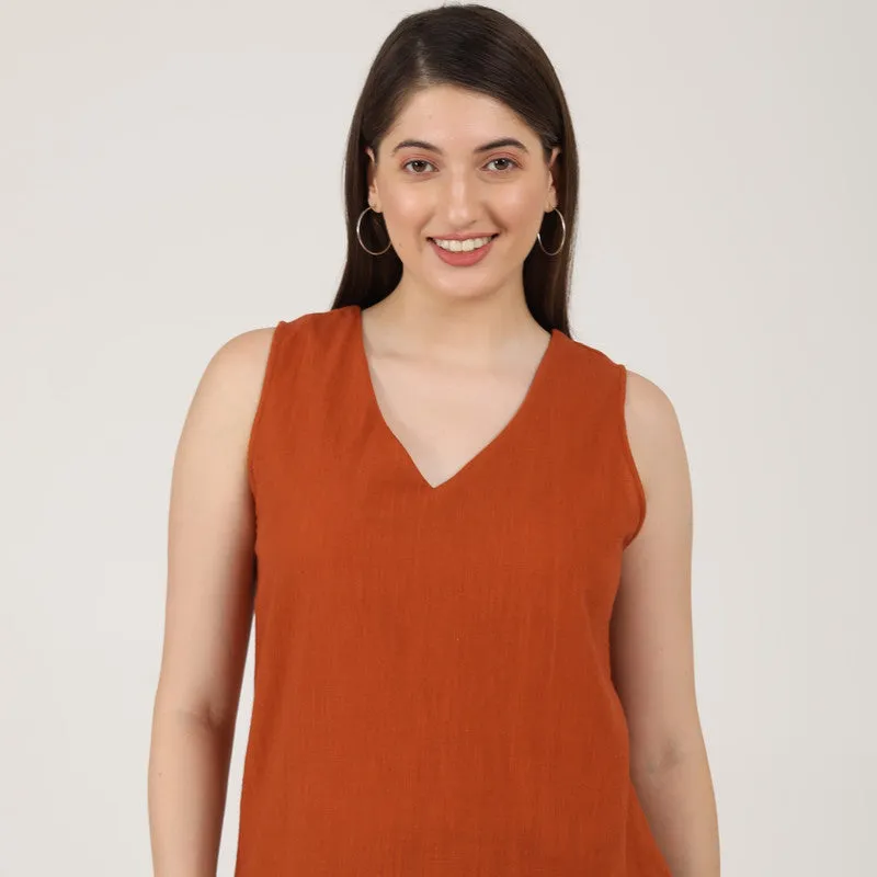 Organic Cotton Sleeveless Top for Women | Rust