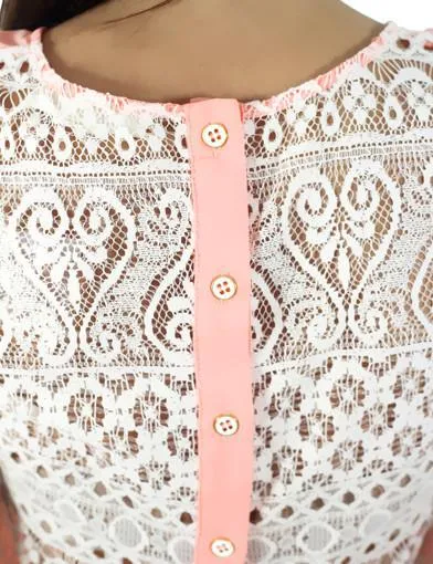 Peach Split Back Lace Tank Top