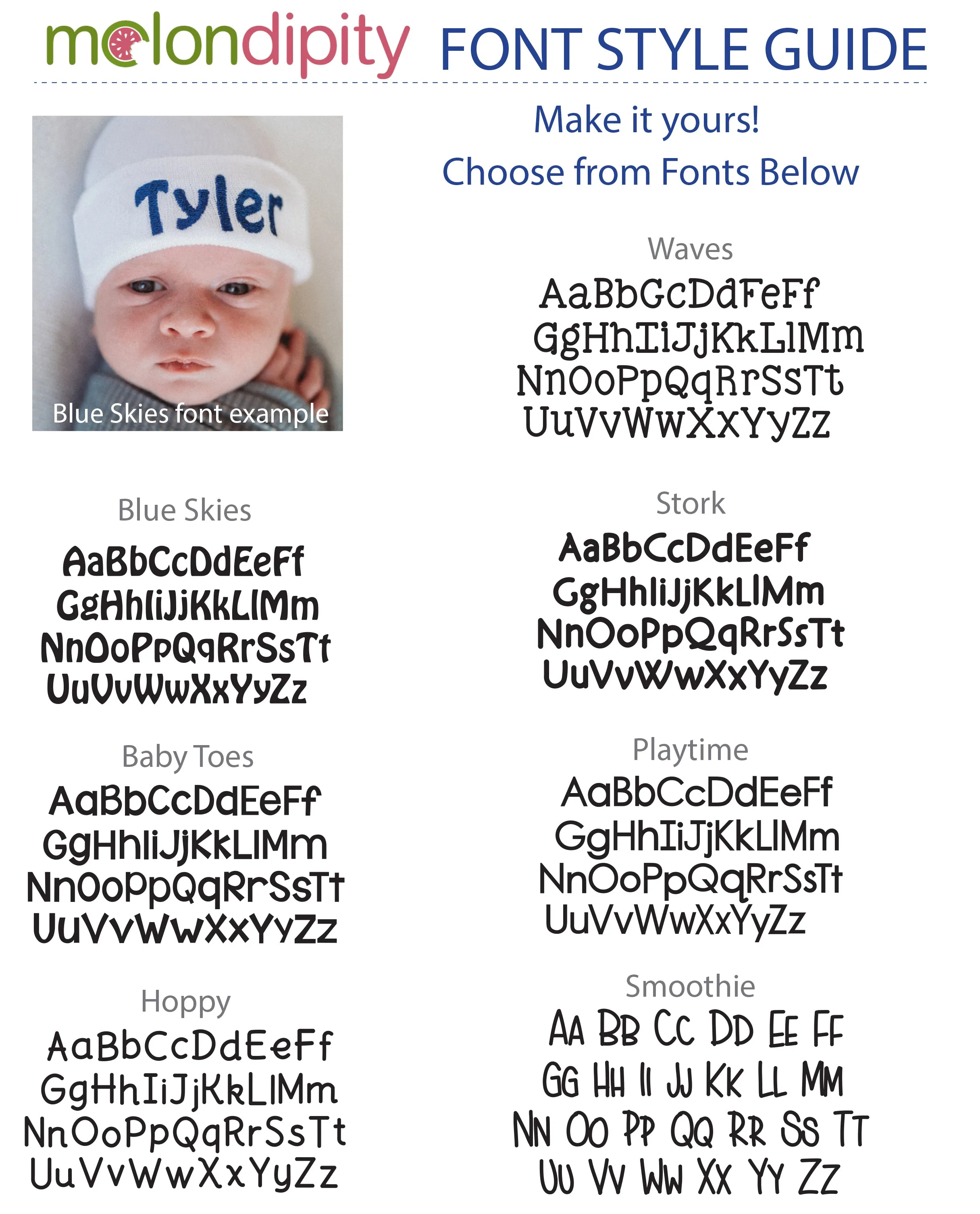 Personalized Blue Newborn Baby Boy Hospital Beanie Hat With White Pom Pom