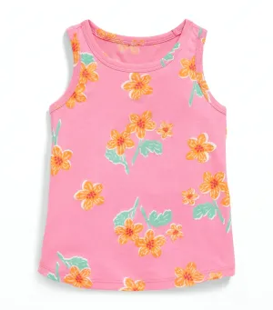 Printed Tank Top for Toddler Girls - Pink Floral