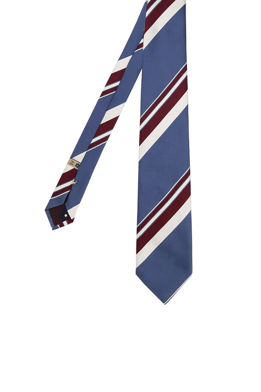 Regimental tie light blue burgundy and white - Fumagalli 1891