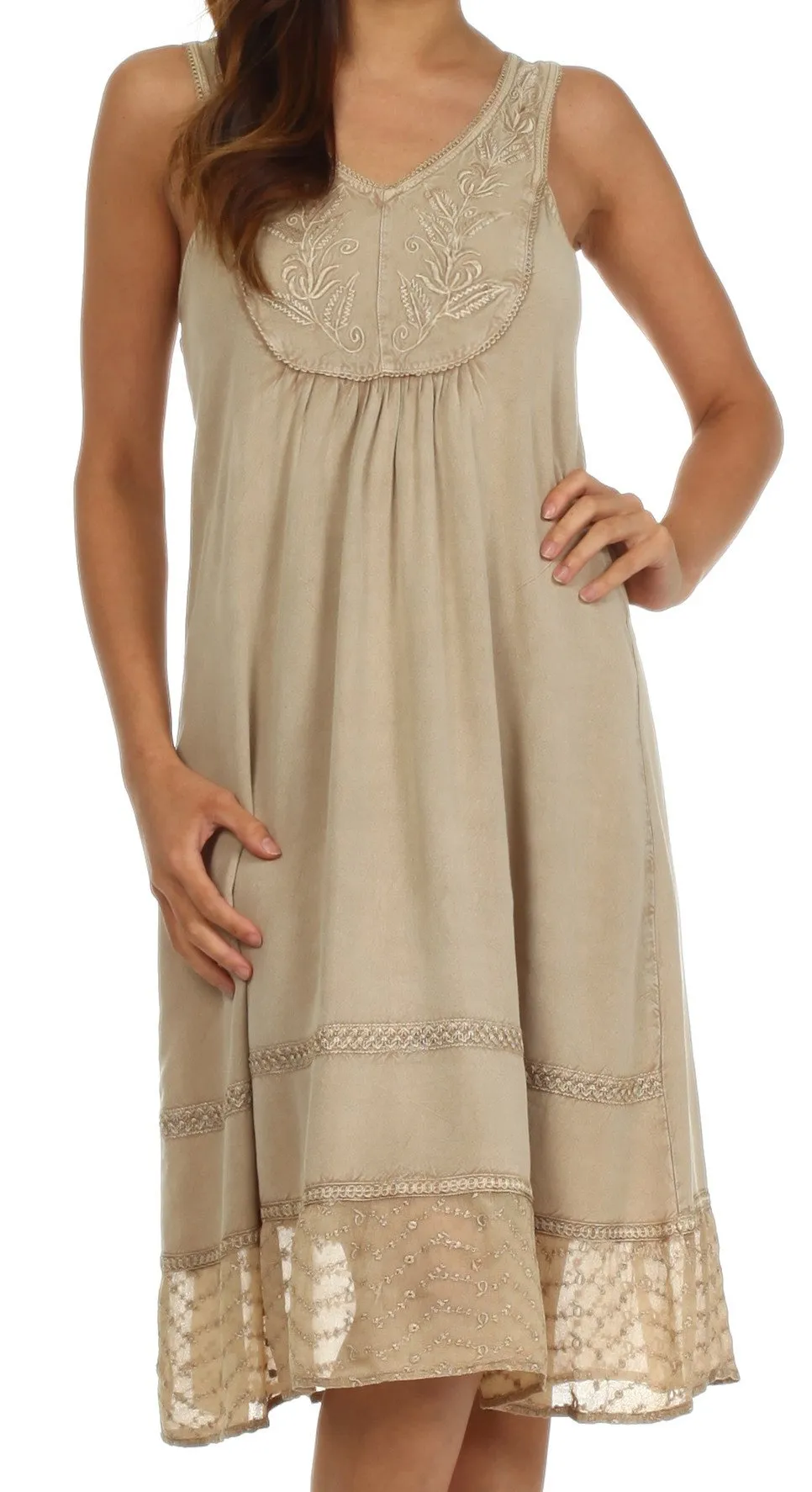 Sakkas Millie Embroidered Rayon Dress