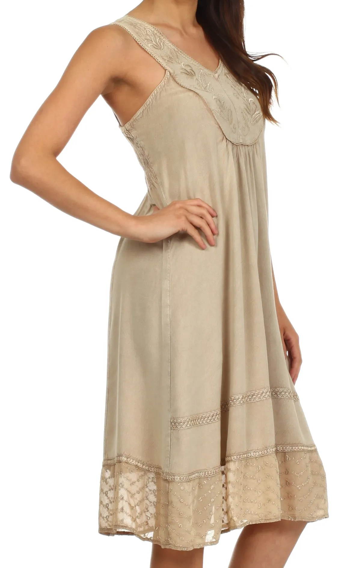 Sakkas Millie Embroidered Rayon Dress