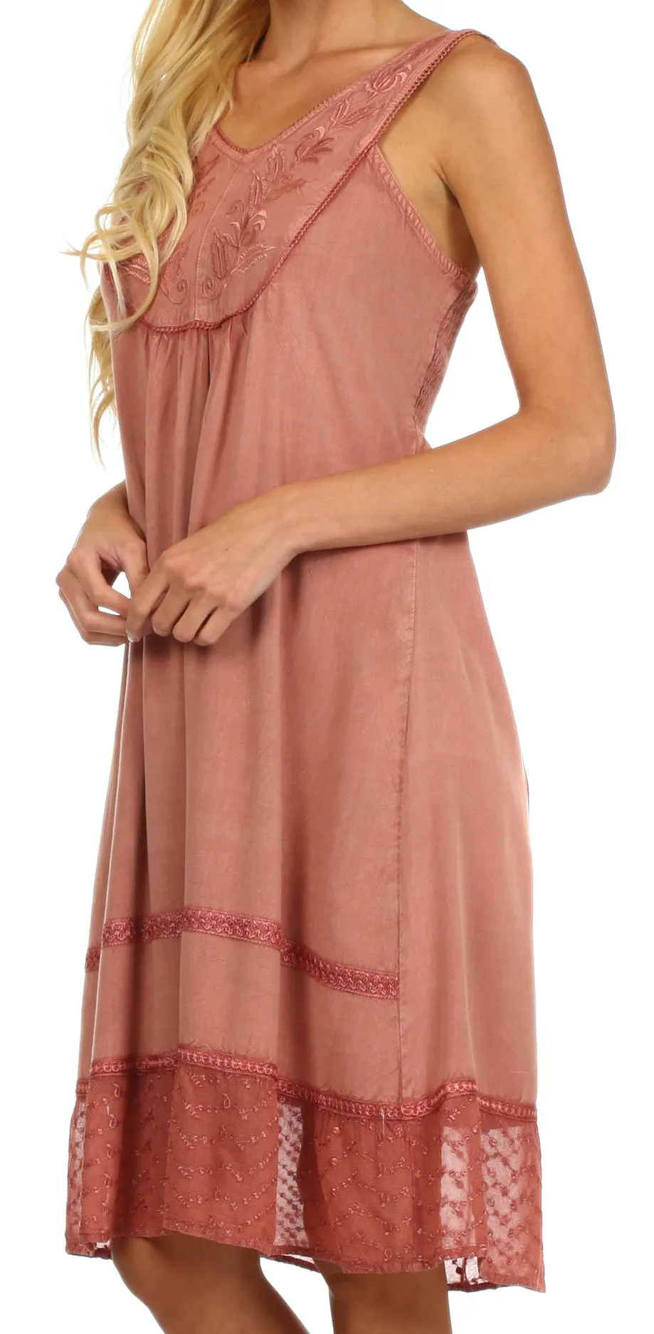 Sakkas Millie Embroidered Rayon Dress