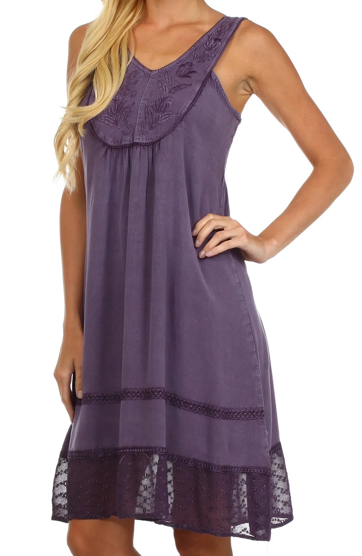 Sakkas Millie Embroidered Rayon Dress