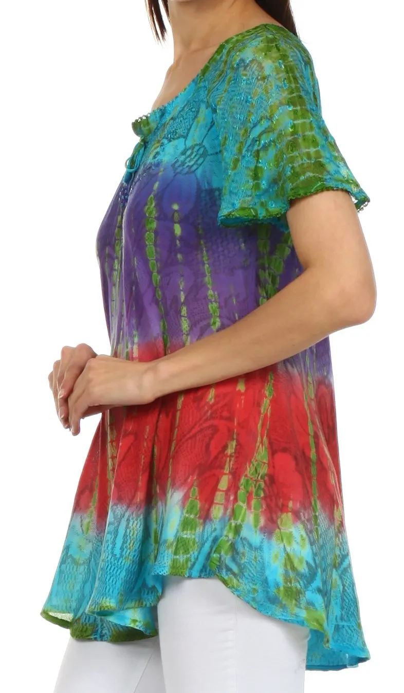 Sakkas Padmini Sequin Tie Dye Blouse