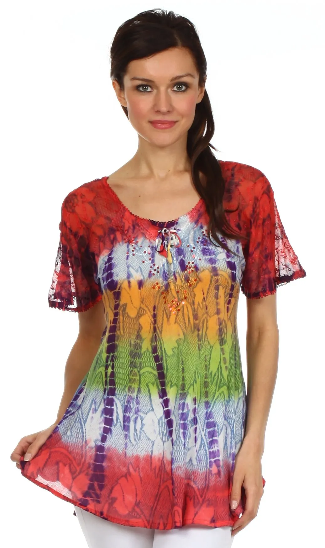 Sakkas Padmini Sequin Tie Dye Blouse