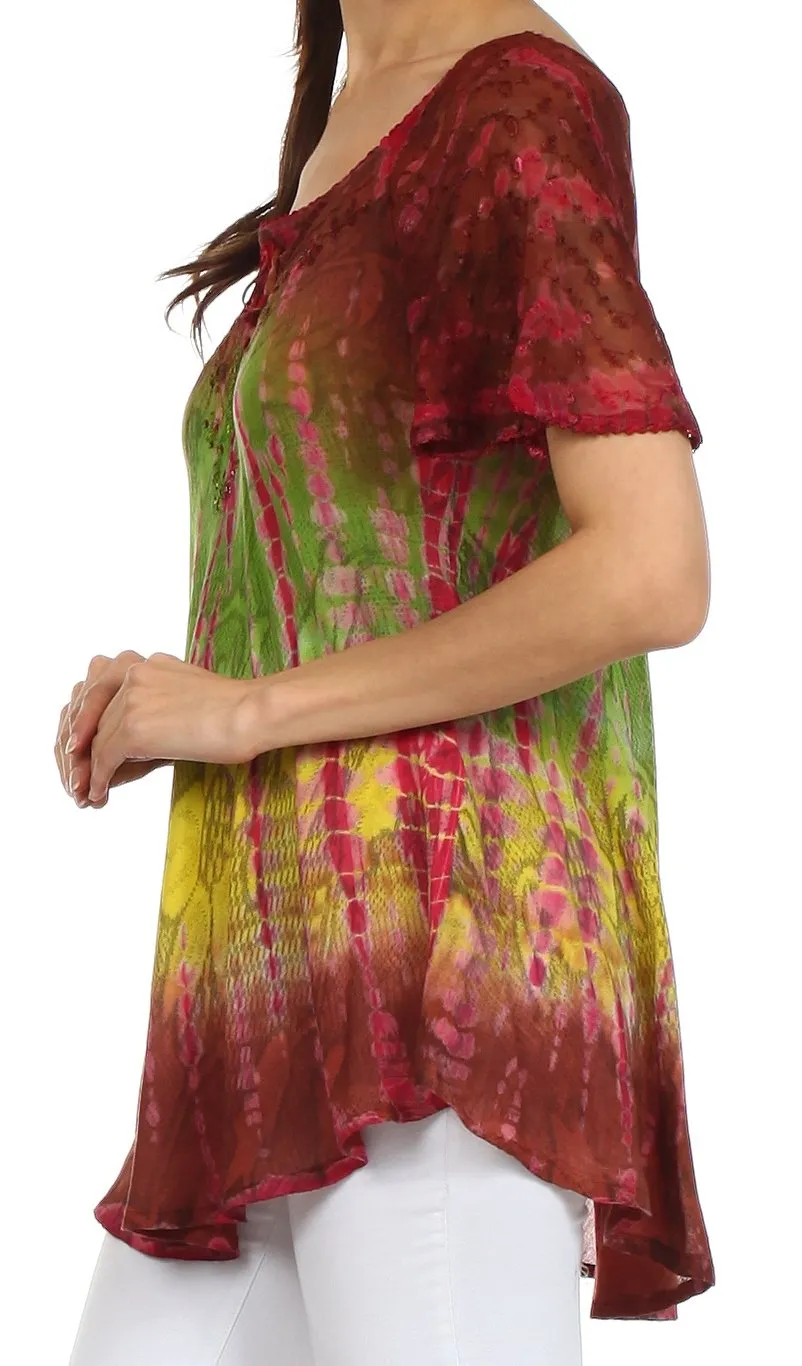 Sakkas Padmini Sequin Tie Dye Blouse