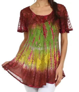 Sakkas Padmini Sequin Tie Dye Blouse