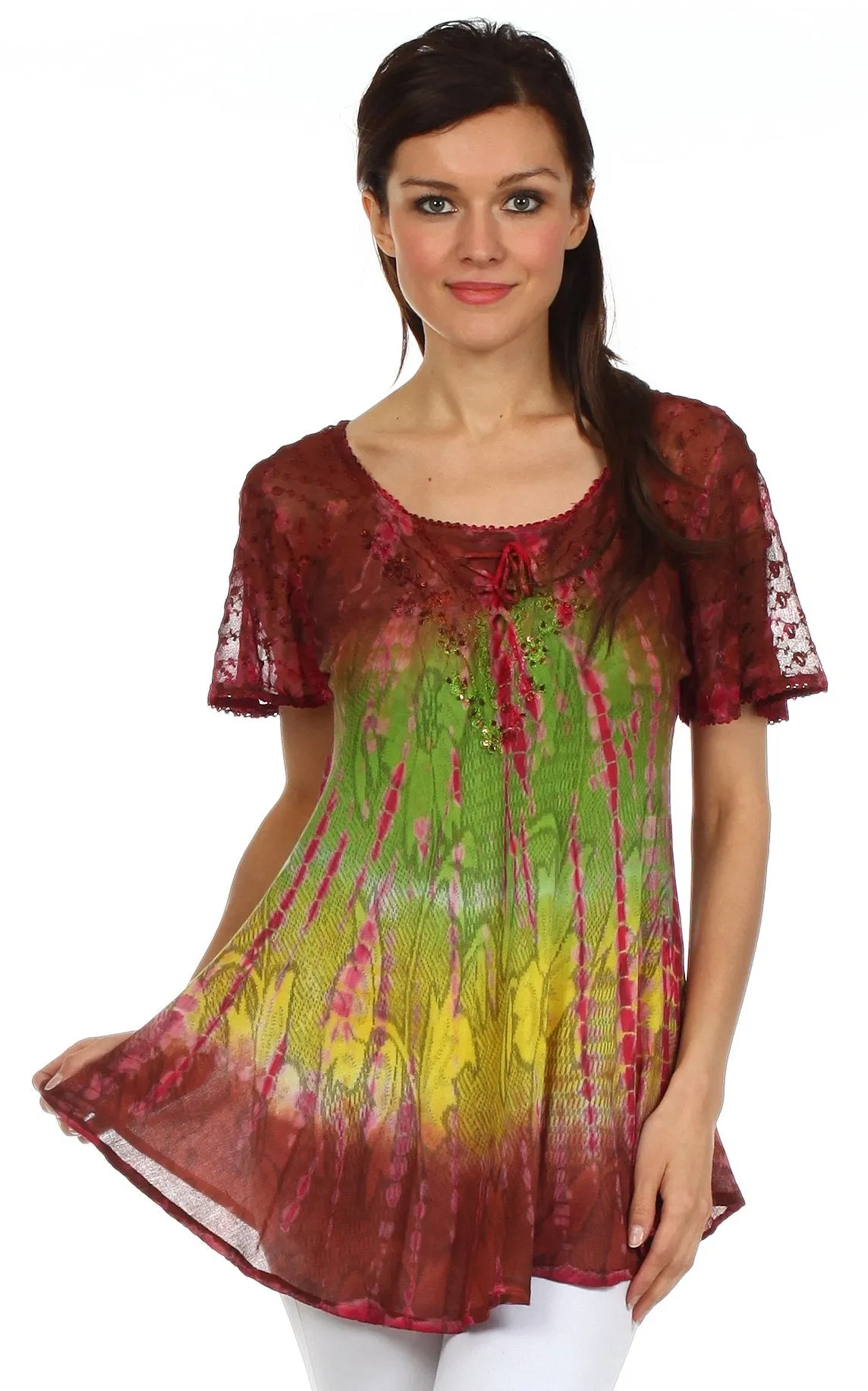 Sakkas Padmini Sequin Tie Dye Blouse