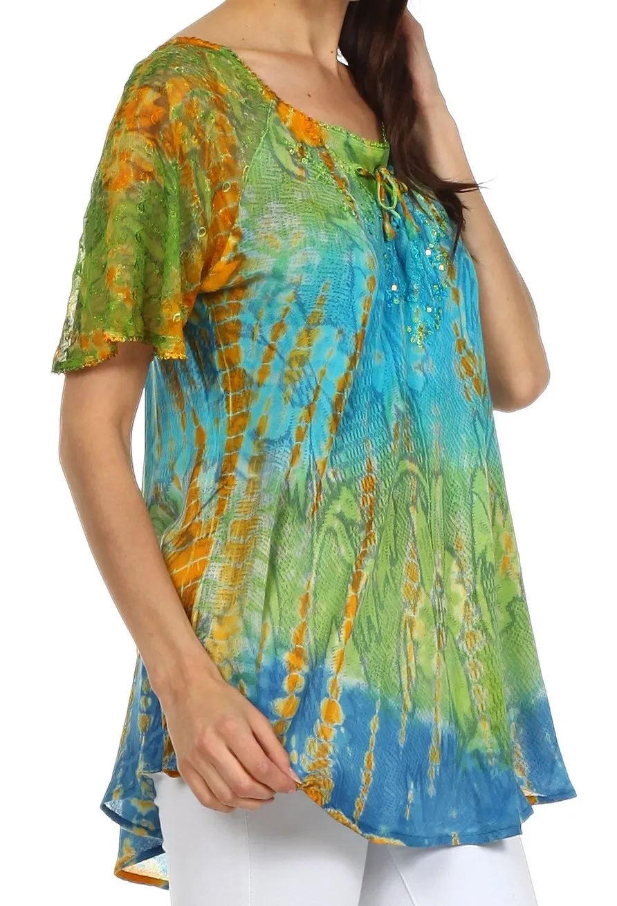 Sakkas Padmini Sequin Tie Dye Blouse