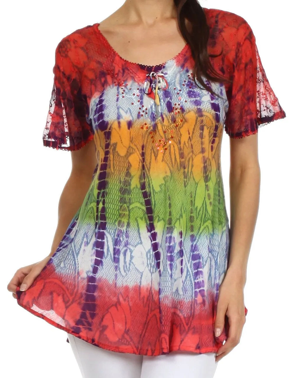 Sakkas Padmini Sequin Tie Dye Blouse