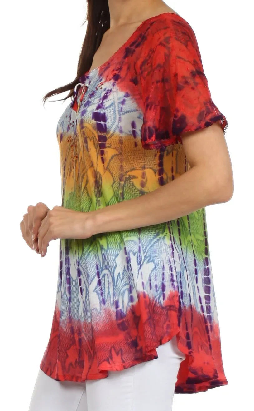 Sakkas Padmini Sequin Tie Dye Blouse