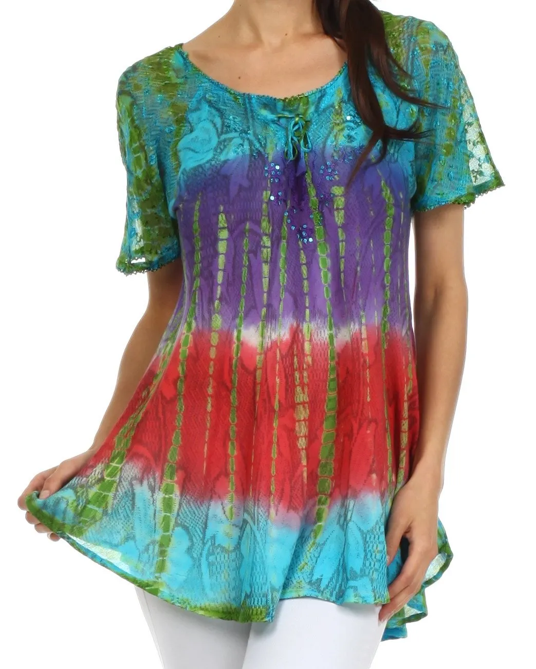 Sakkas Padmini Sequin Tie Dye Blouse