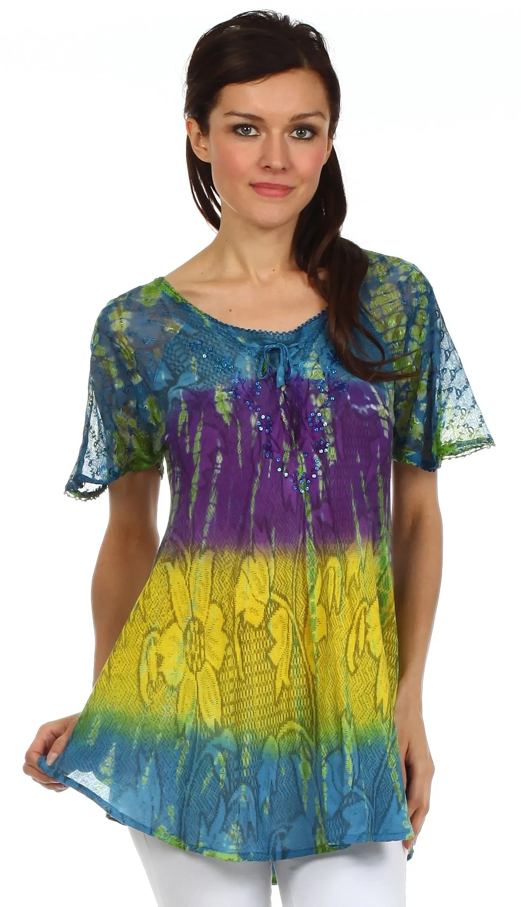 Sakkas Padmini Sequin Tie Dye Blouse