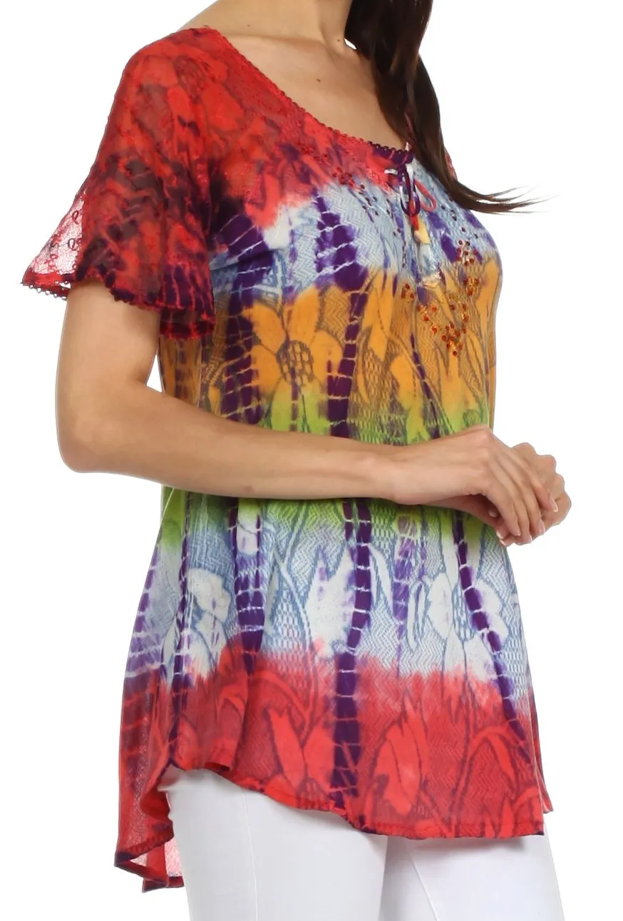 Sakkas Padmini Sequin Tie Dye Blouse