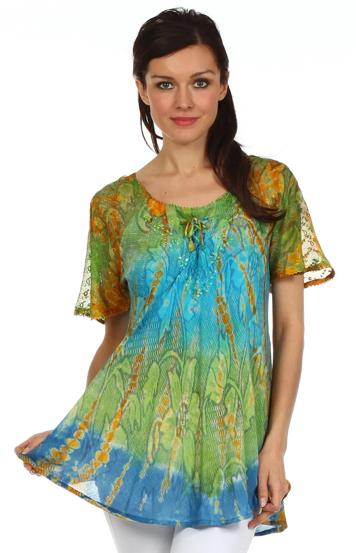 Sakkas Padmini Sequin Tie Dye Blouse