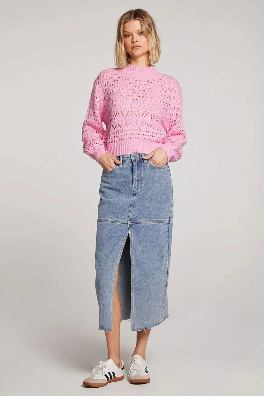 SAL Sloan Loose Knit Sweater in Pink