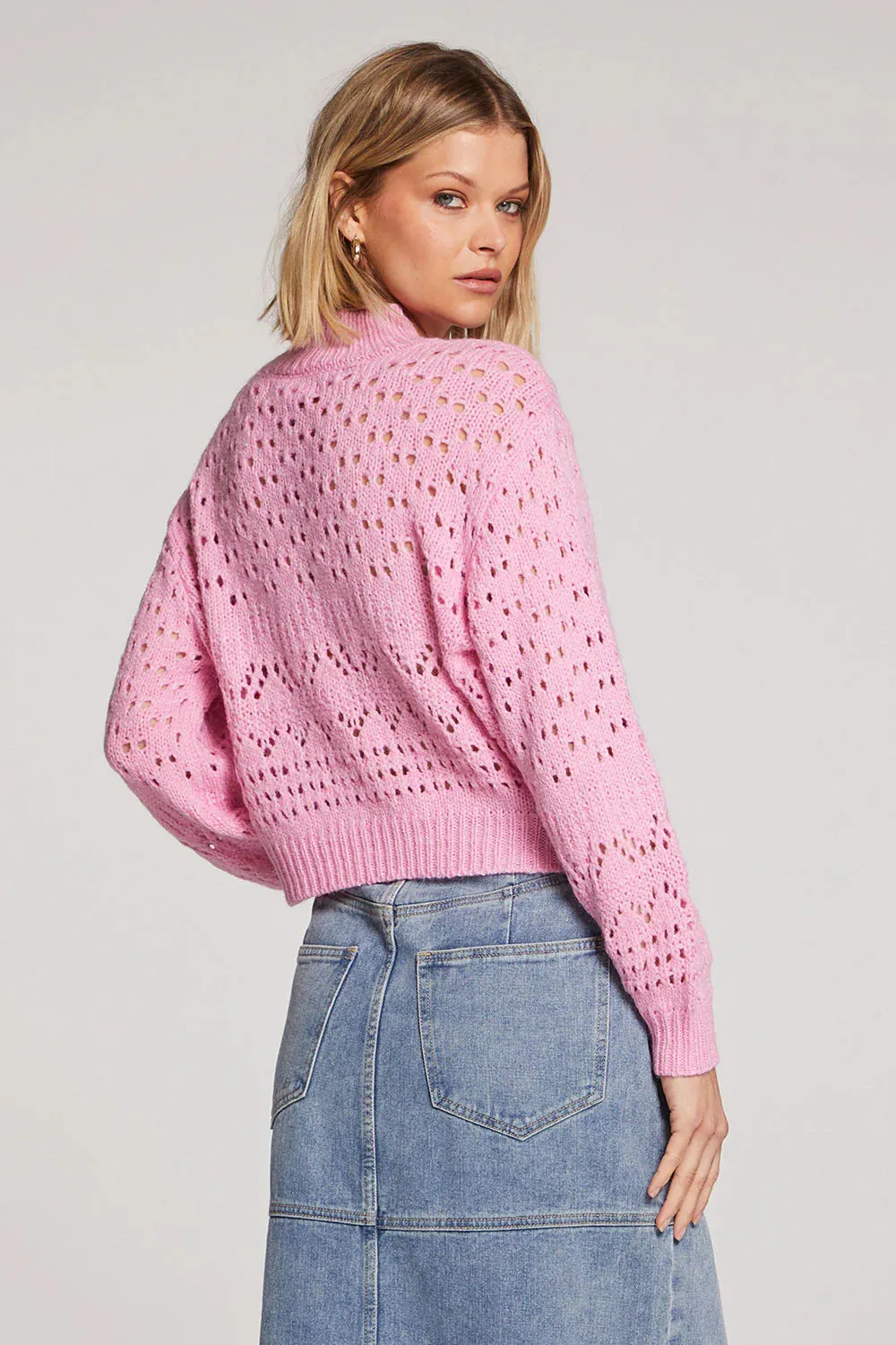 SAL Sloan Loose Knit Sweater in Pink