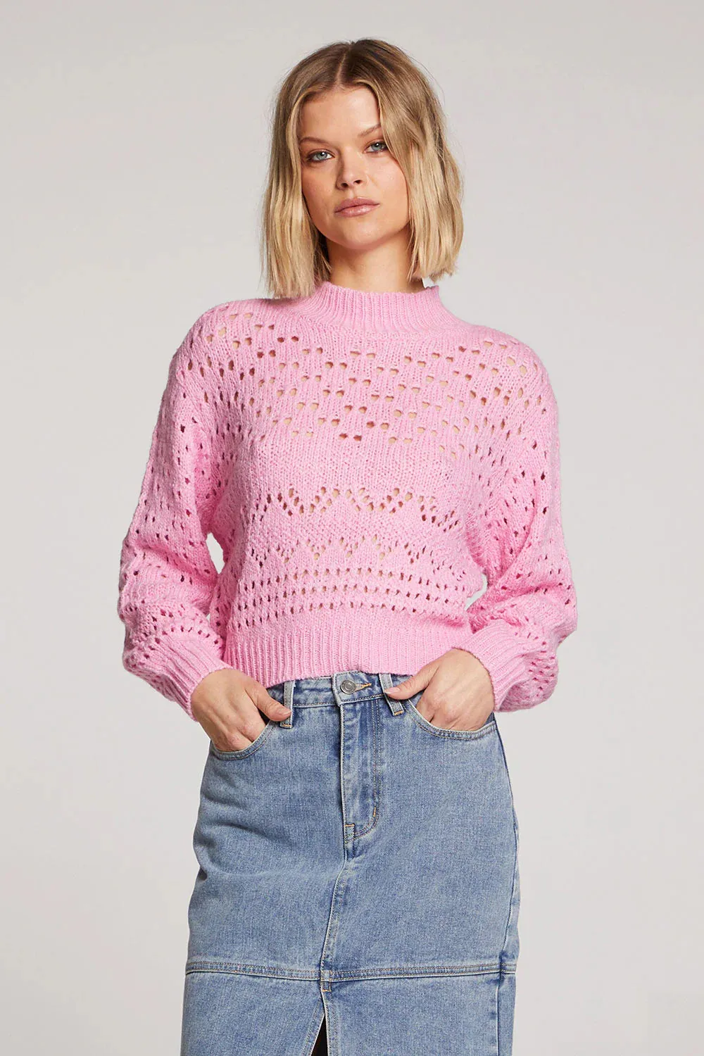 SAL Sloan Loose Knit Sweater in Pink