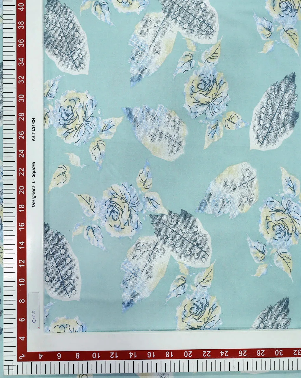 SEA GREEN FLORAL & LEAFS DESIGN PRINTED RAYON FABRIC