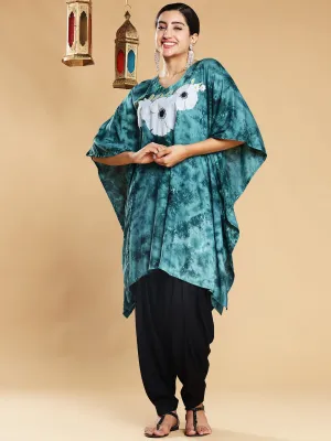 SeaGreen Rayon TieDyeKurta - Aquamarine