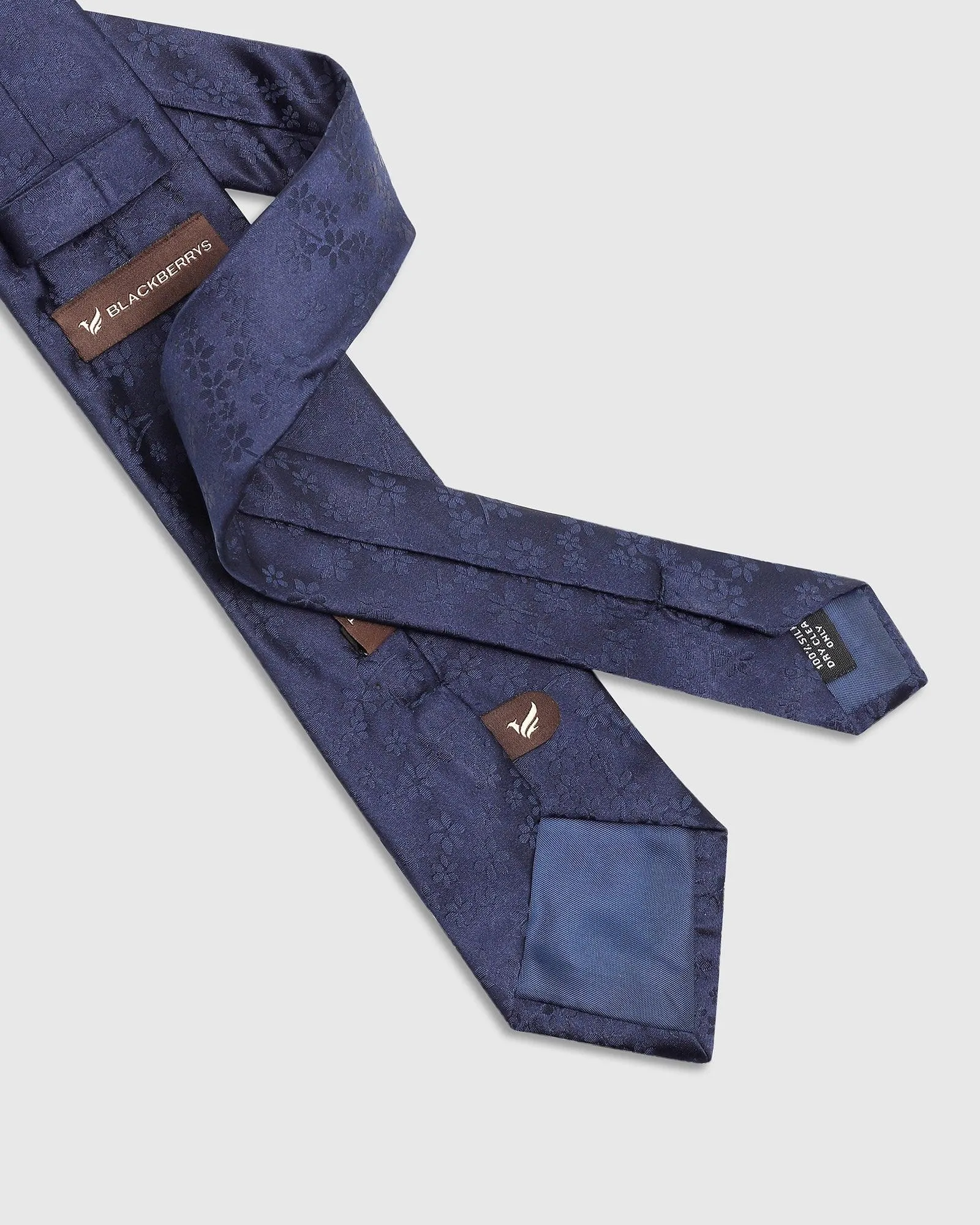 Silk Navy Printed Tie - Tara