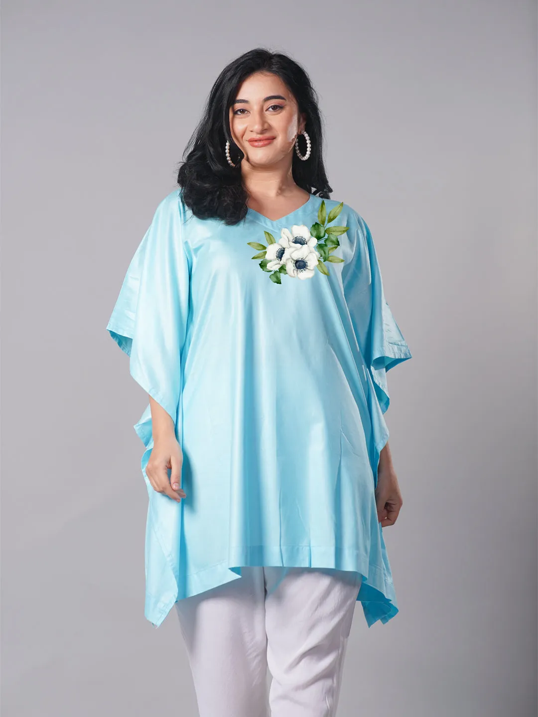 SkyBlue Rayon KaftanKurta - Enchanted