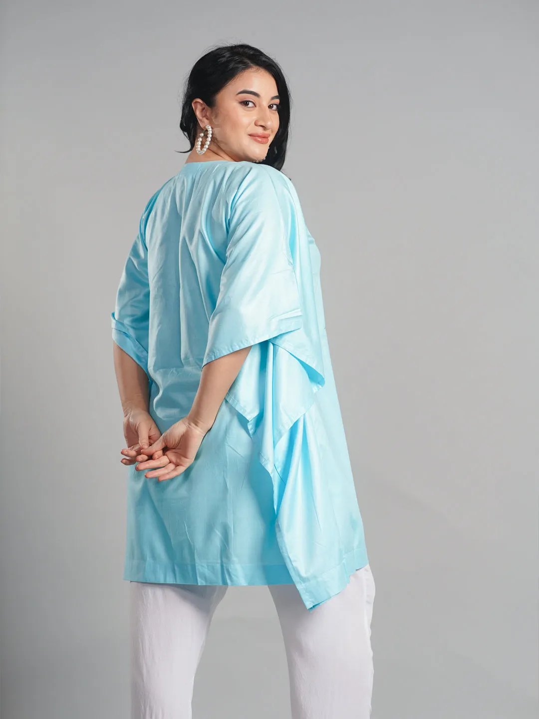 SkyBlue Rayon KaftanKurta - Enchanted